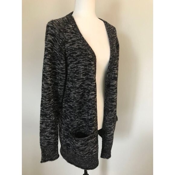 ARITZIA WILFRED FREE Cardigan Sweater Size Medium Black White Merino Alpaca - Picture 3 of 7